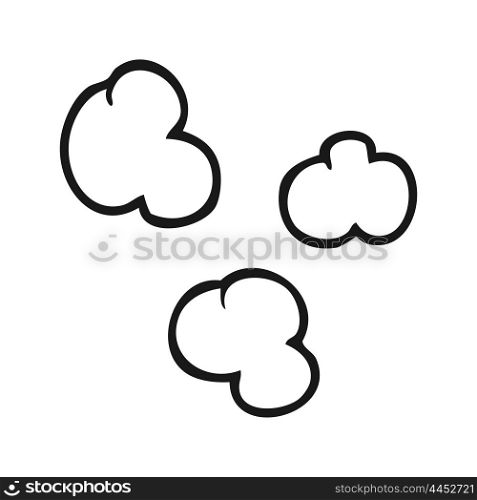 freehand drawn black and white cartoon smoke clouds