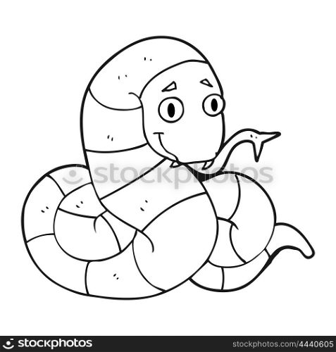 freehand drawn black and white cartoon snake