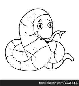 freehand drawn black and white cartoon snake