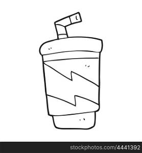 freehand drawn black and white cartoon soda drink