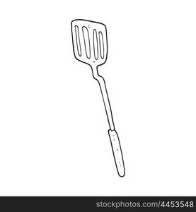 freehand drawn black and white cartoon spatula