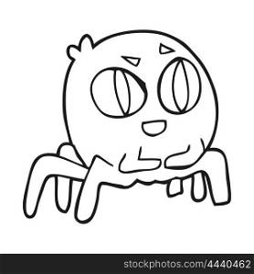 freehand drawn black and white cartoon spider