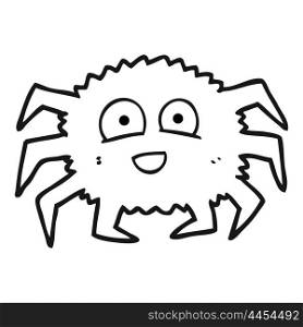 freehand drawn black and white cartoon spider