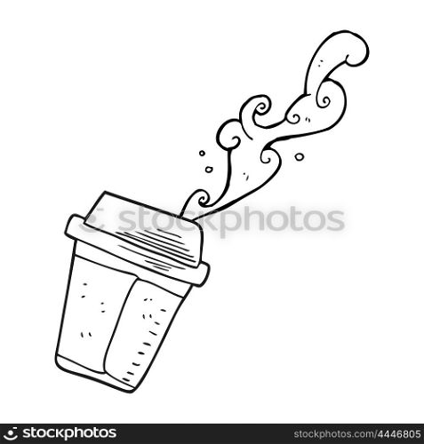 freehand drawn black and white cartoon spilling coffee