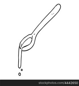 freehand drawn black and white cartoon spoon