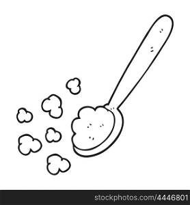 freehand drawn black and white cartoon spoonful of food