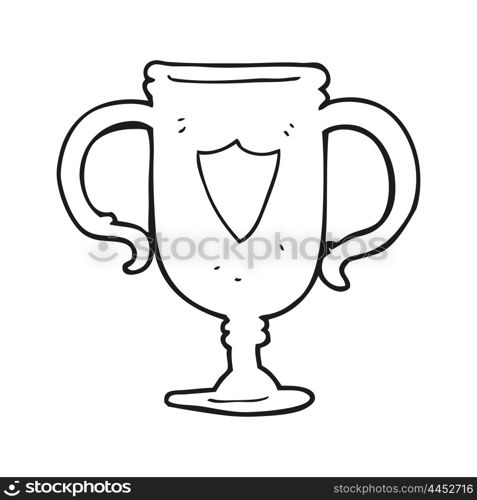 freehand drawn black and white cartoon sports trophy