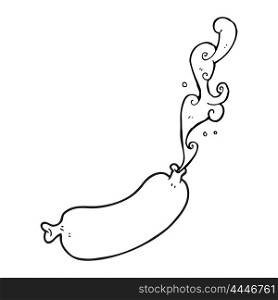 freehand drawn black and white cartoon squirting sausage