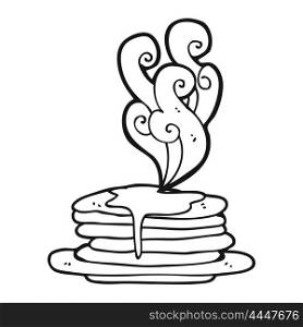freehand drawn black and white cartoon stack of pancakes