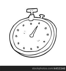 freehand drawn black and white cartoon stopwatch