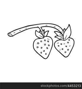 freehand drawn black and white cartoon strawberries