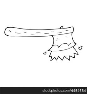 freehand drawn black and white cartoon striking axe