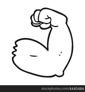freehand drawn black and white cartoon strong arm flexing bicep