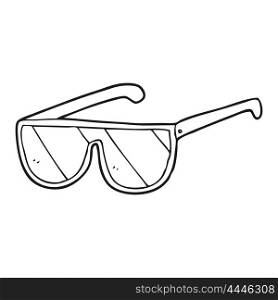 freehand drawn black and white cartoon sunglasses