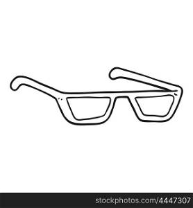 freehand drawn black and white cartoon sunglasses