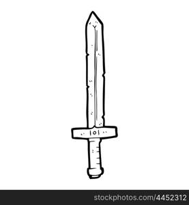 freehand drawn black and white cartoon sword