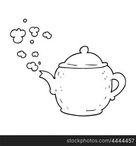freehand drawn black and white cartoon teapot