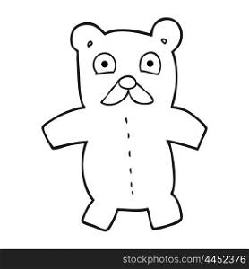 freehand drawn black and white cartoon teddy bear