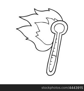 freehand drawn black and white cartoon temperature gauge getting too hot