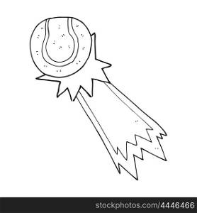 freehand drawn black and white cartoon tennis ball serve