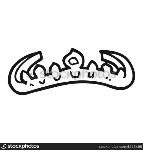 freehand drawn black and white cartoon tiara