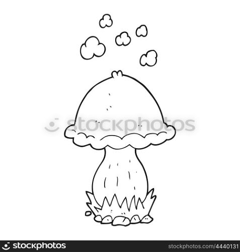 freehand drawn black and white cartoon toadstool