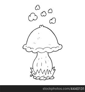 freehand drawn black and white cartoon toadstool