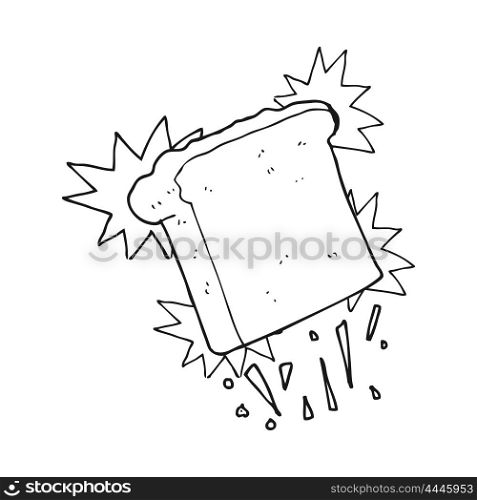 freehand drawn black and white cartoon toast