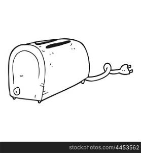 freehand drawn black and white cartoon toaster