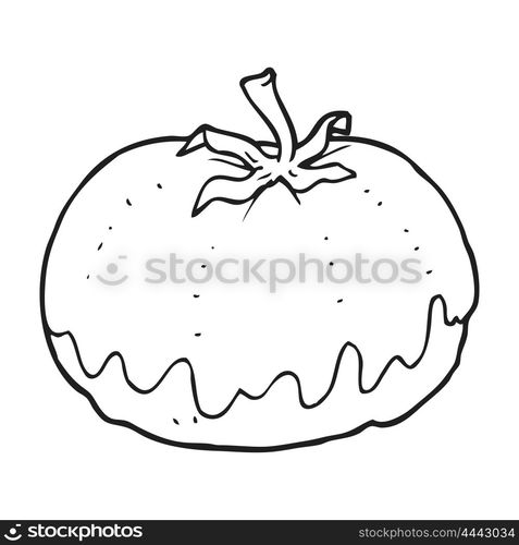 freehand drawn black and white cartoon tomato