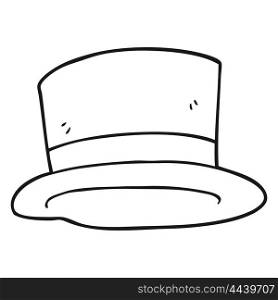 freehand drawn black and white cartoon top hat