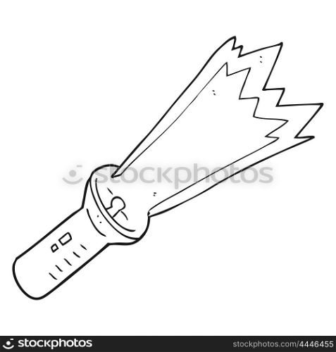 freehand drawn black and white cartoon torch