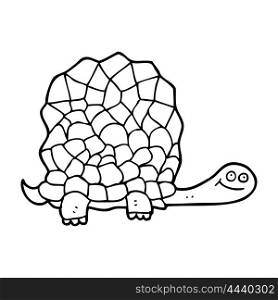 freehand drawn black and white cartoon tortoise