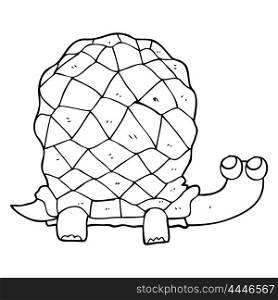 freehand drawn black and white cartoon tortoise