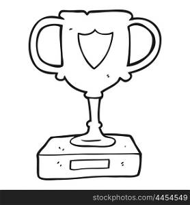 freehand drawn black and white cartoon trophy