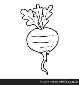 freehand drawn black and white cartoon turnip