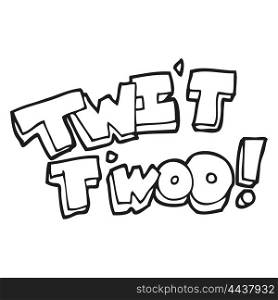 freehand drawn black and white cartoon twit two owl call text