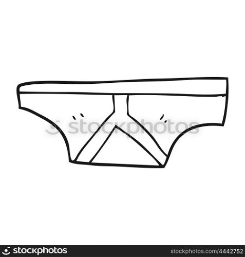 freehand drawn black and white cartoon underpants