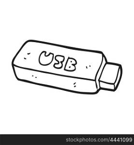 freehand drawn black and white cartoon USB stick