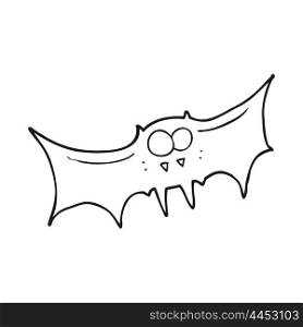 freehand drawn black and white cartoon vampire bat