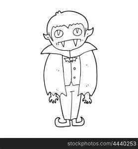 freehand drawn black and white cartoon vampire boy