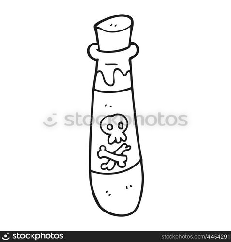 freehand drawn black and white cartoon vial of poison