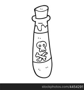 freehand drawn black and white cartoon vial of poison