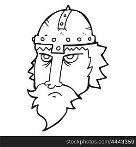 freehand drawn black and white cartoon viking warrior