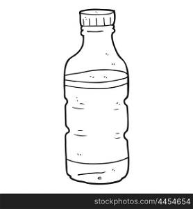 freehand drawn black and white cartoon water bottle
