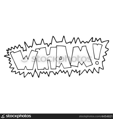 freehand drawn black and white cartoon wham! symbol