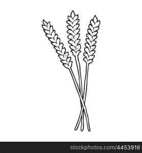freehand drawn black and white cartoon wheat