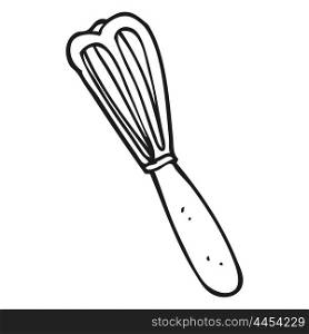 freehand drawn black and white cartoon whisk