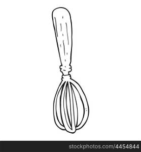 freehand drawn black and white cartoon whisk