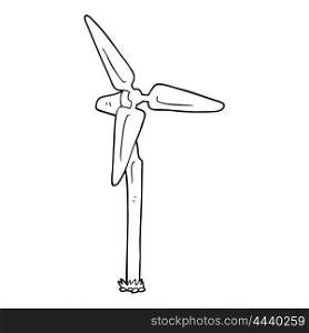 freehand drawn black and white cartoon wind farm windmill